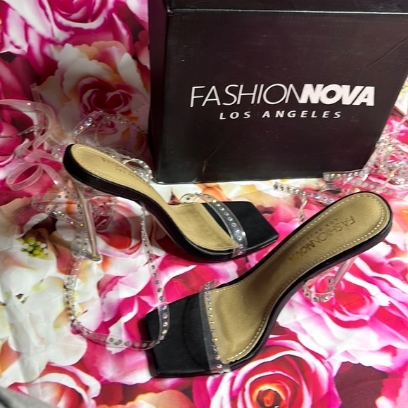 Fashion Nova Women's Clear Studded Prom Heels - Picture 5 of 5